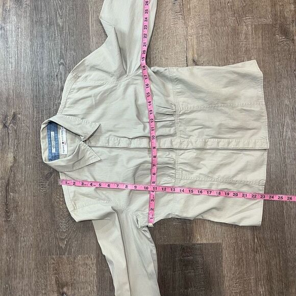 TOMMY HILFIGER Women’s Long Stretch Sleeve Blouse Button Up Color Beige … - Picture 4 of 5